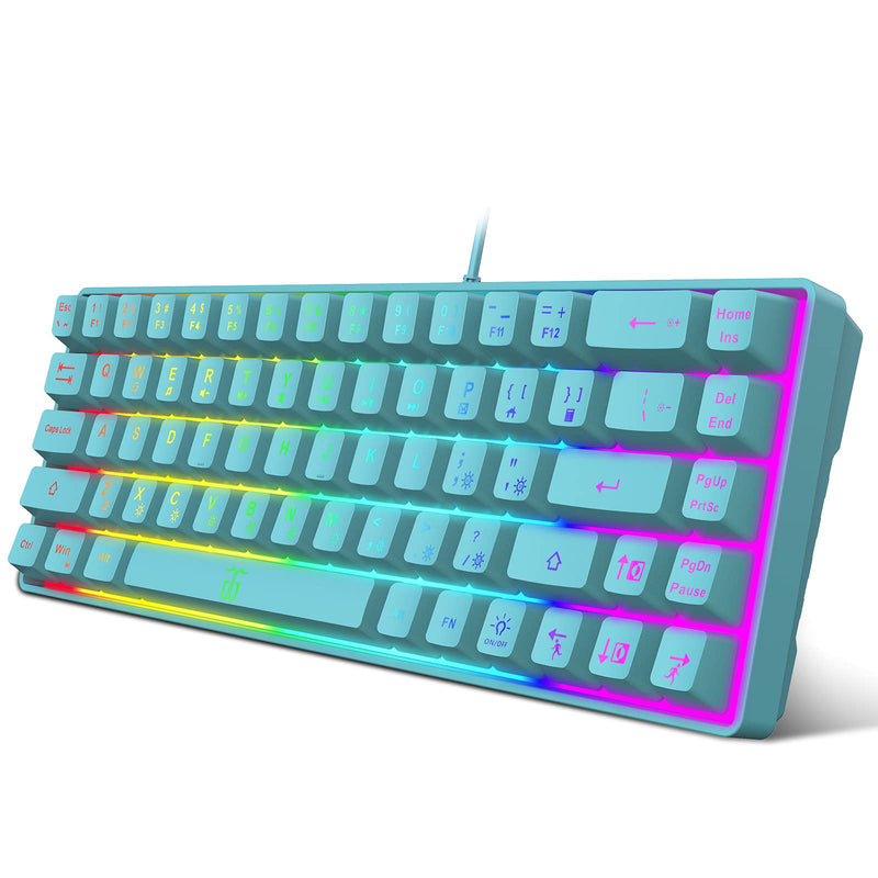 [Australia - AusPower] - Snpurdiri 60% Membrane Gaming Keyboard,RGB Compact Wired Small Keyboard, Strong Mechanical Feel for PC/Mac Gamer, Typist, Travel, Easy to Carry on Business Trip(68 Keys,Blue) Blue 