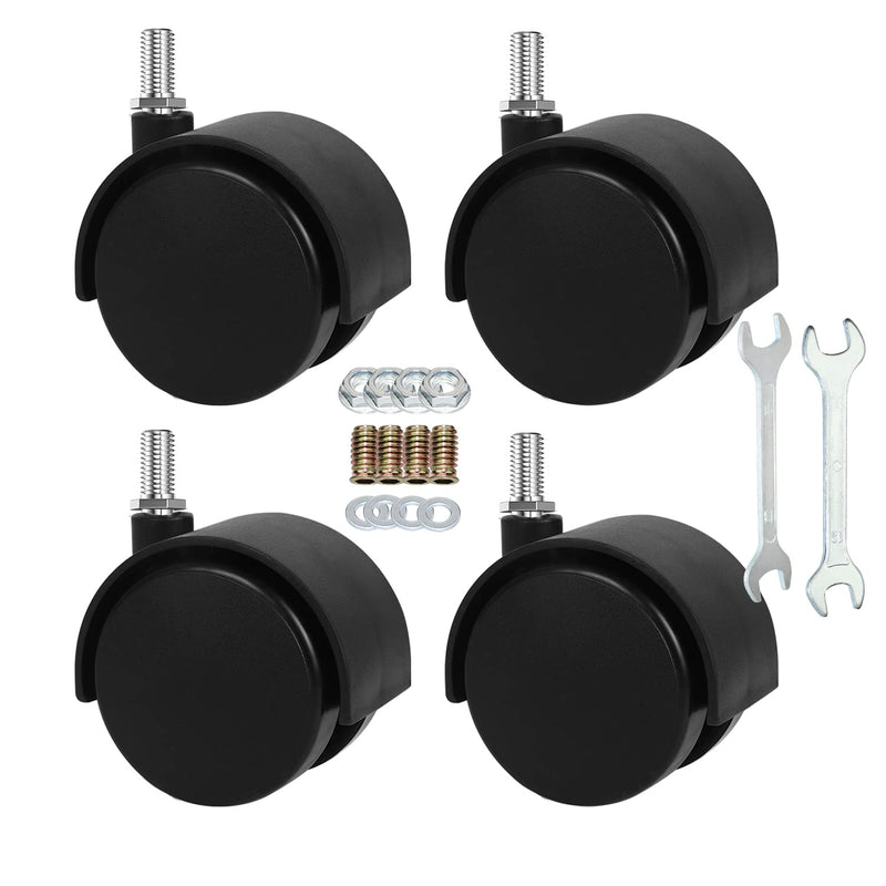 [Australia - AusPower] - 2" Stem Casters Replacement Casters Threaded Swivel Furniture Caster Wheels with Brakes 100Lbs (M8-1.25x15mm-Black-No Brake) M8-1.25x15mm-Black-No Brake 