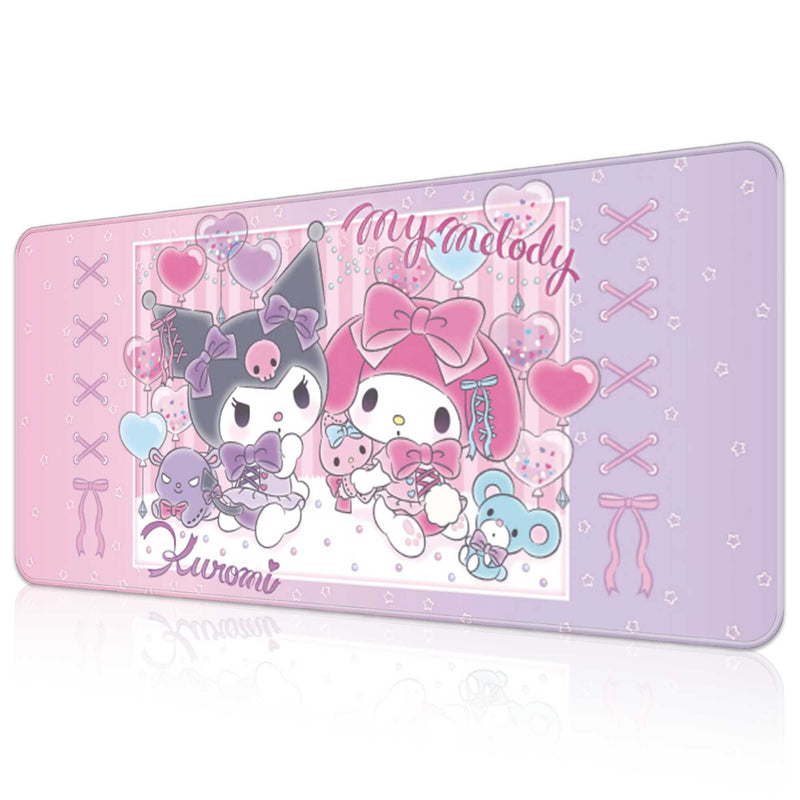 [Australia - AusPower] - Cute Kawaii Extended Gaming Mouse Pad Large Size, Japanese Anime Cartoon Desk Mat, Art Rubber Waterproof Mousepad with Personalized Design for Girls (Melody & Kuro, 35.4"x15.7") 35.4"x15.7" melody & kuro 