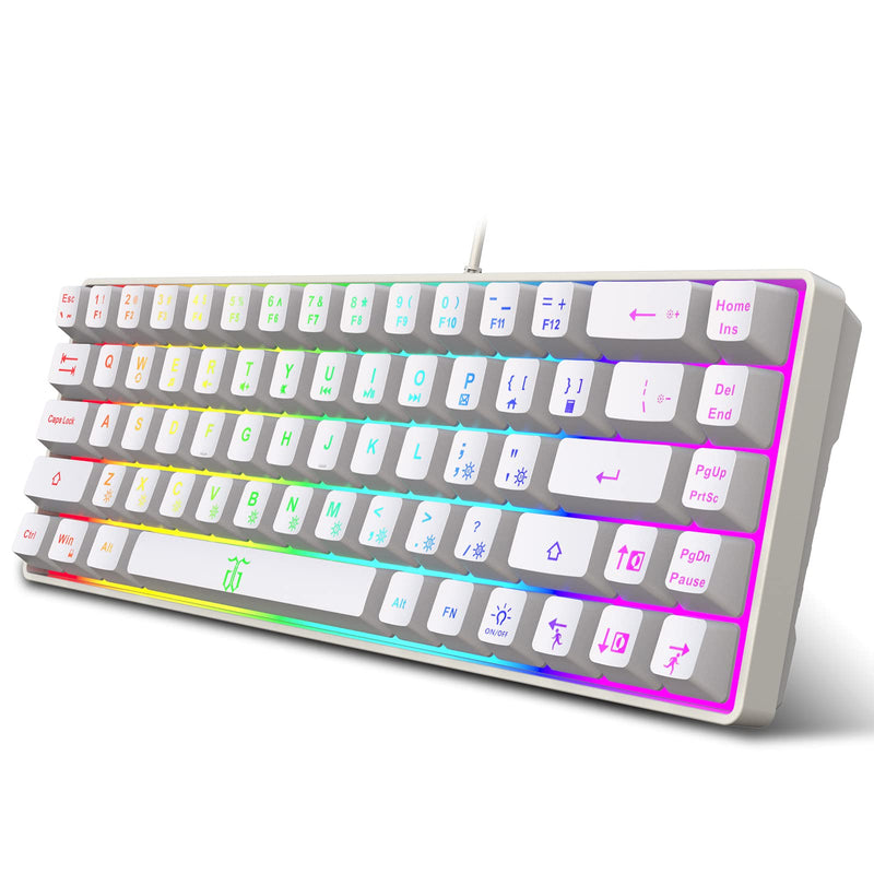 [Australia - AusPower] - Snpurdiri 60% Percent Gaming Keyboard, Ergonomic Small Mini Gaming Keyboard, Compact RGB Backlit Keyboard for Windows, PC, Laptop, Gaming (68 Keys, White) 