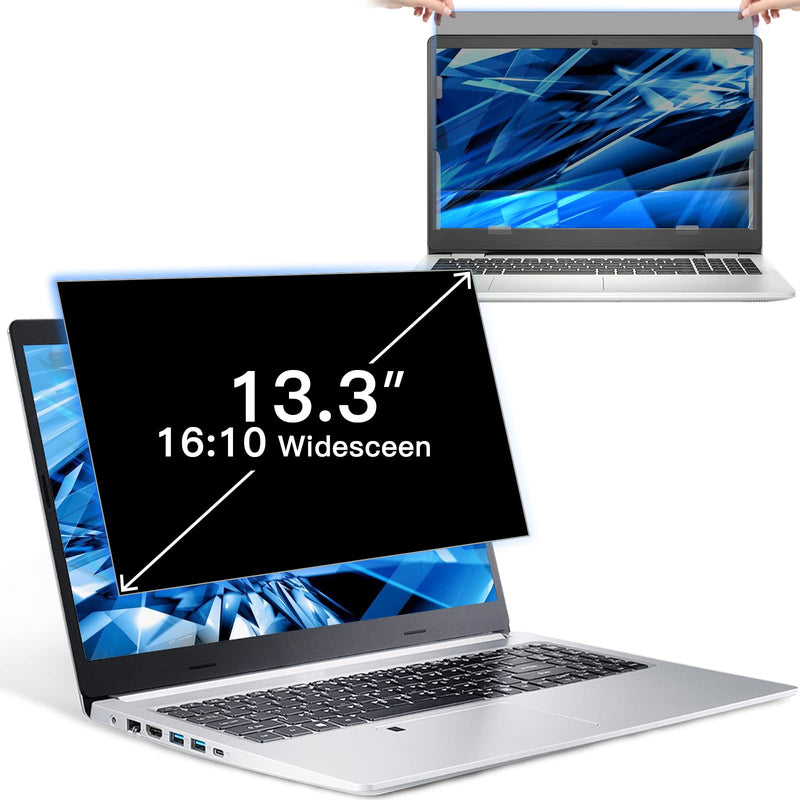 [Australia - AusPower] - 13.3 Inch Laptop Privacy Screen Filter For 16:10 Aspect Ratio Widescreen Monitor Removable Anti Blue Light And Anti Glare Screen Protector Compatible For Macbook Air/Dell/Hp/Acer/Asus 13.3 inch 