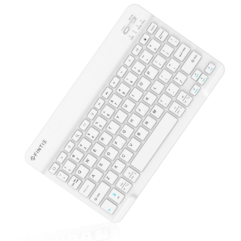 [Australia - AusPower] - Fintie 10-Inch Ultrathin (4mm) Wireless Bluetooth Keyboard for iPad Samsung Tablet, iPhone Smartphone, iOS, Android Tablets Phone, (White) White 