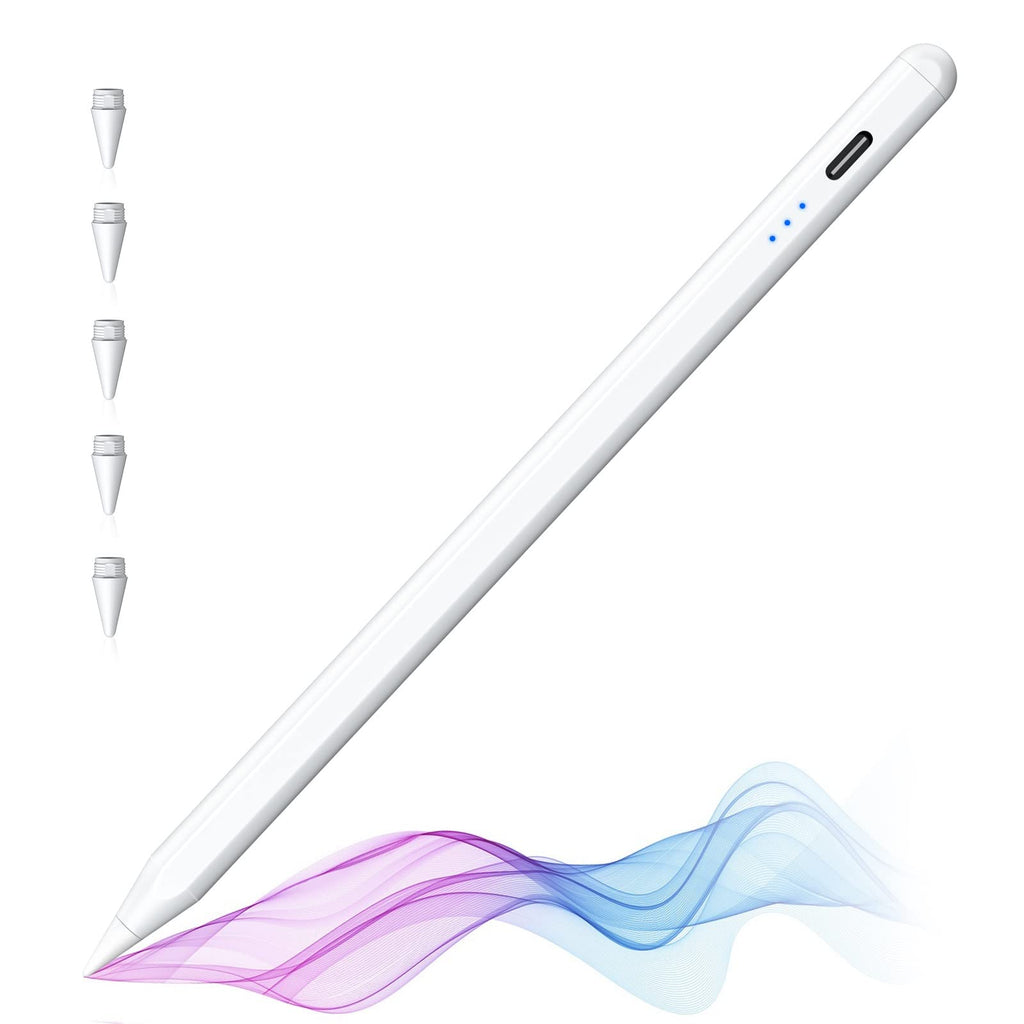 [Australia - AusPower] - Stylus Pen for iPad with Palm Rejection, Compatible with 2018-2022 iPad Air 3rd/4th/5th, iPad Pro 11/12.9 inch, iPad 6th/7th/8th/9th, iPad Mini 5th/6th, Tilt Sensitivity iPad Pencil White 