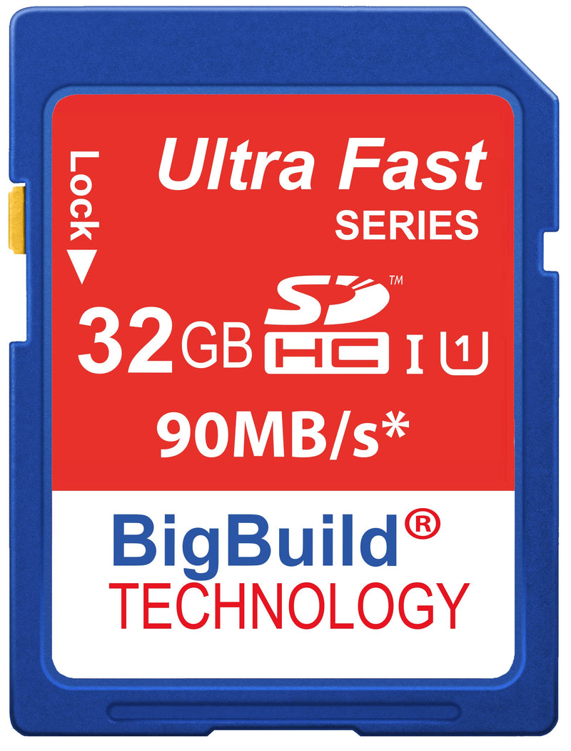 [Australia - AusPower] - BigBuild Technology 32GB Ultra Fast SDHC 90MB/s Memory Card Compatible with Nikon CoolPix P900, P950, P1000, L340, W100, W150, W300 Camera Blue / Size: 32GB 