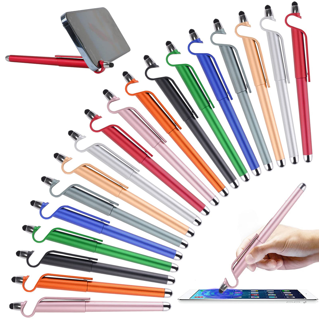 [Australia - AusPower] - 18PCS Stylus Ballpoint Pens 3 in 1 Stylus Pen, Screen Touch Pen Capacitive Pens Phone Holder, Capacitive Stylus, Ballpoint Pens for All Touch Screen Device, Phones, Tablet and Computer 