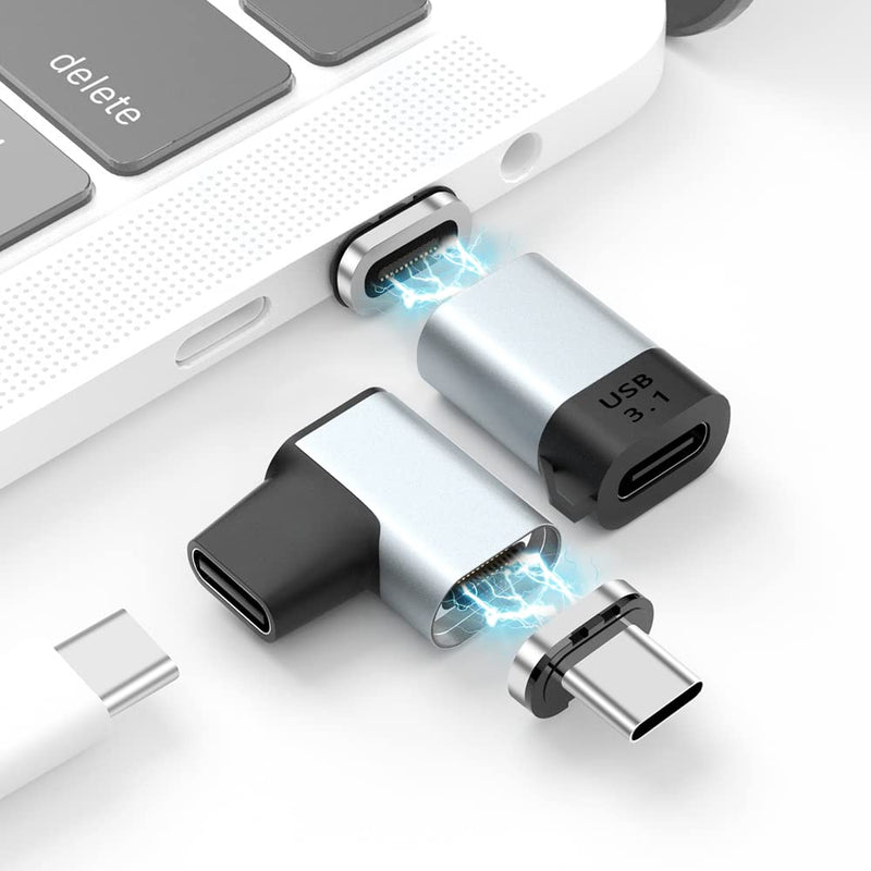 [Australia - AusPower] - USB C Magnetic Adapter 24Pins Type C Connector Straight + Right Angle 4K@60HZ PD 100W Fast Charging 10Gb/s Data Transfer Compatible with iPad MacBook Pro Air Switch usb c magnetic adapter straight + right angle 