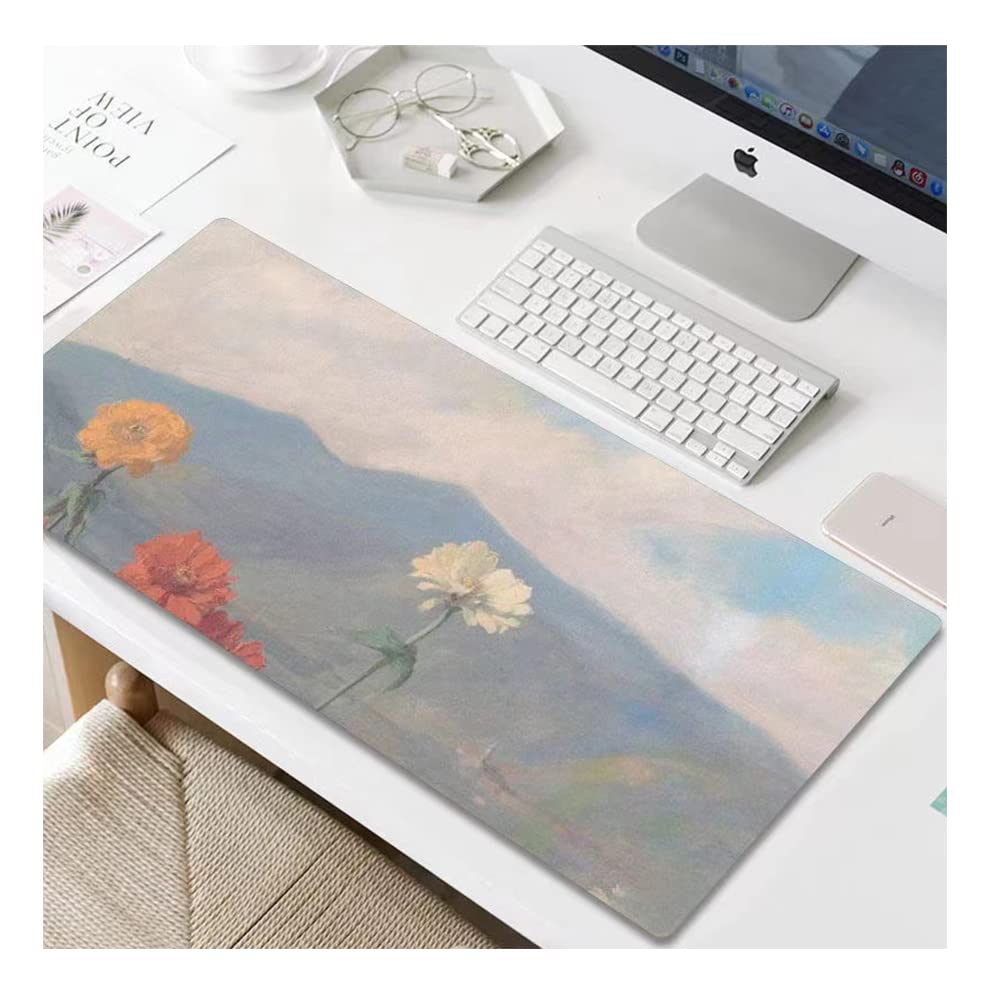 [Australia - AusPower] - 31.5" x 12" Desk Pad Large Keyboard and Mouse Pad for Laptop Computer, PU Leather Desk Cover Protector, Desk Décor Accessories for Office Home Work Writing Gaming (Flower#1) flower#1 