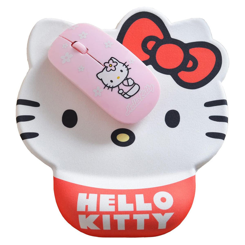 [Australia - AusPower] - Cute Hello Kitty Office Mouse Pad with Wrist Support Ergonomic Rest, Cute Office Supplies Desk Accessories Kawaii Mouse Pads for Office Home Soft Gel Mousepad with Non-Slip Rubber Base 