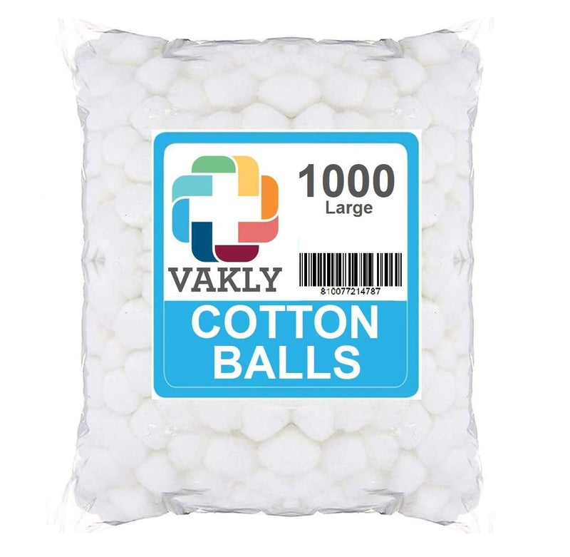 [Australia - AusPower] - Cotton Balls Large [Pack of 1000] Non-Sterile Absorbent 100% Cotton Prepping Balls for Make-Up, Nail Polish Removal, Applying Oil Lotion or Powder, Crafts (1) 1 