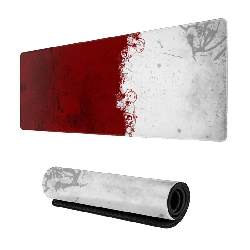 [Australia - AusPower] - Abstract Red White XXL XL Large Gaming Mouse Pad for Desk, Non-Slip Long Extended Keyboard Pads Mousepad Rubber Table Mat 31.5 X 11.8 Inch Black8 