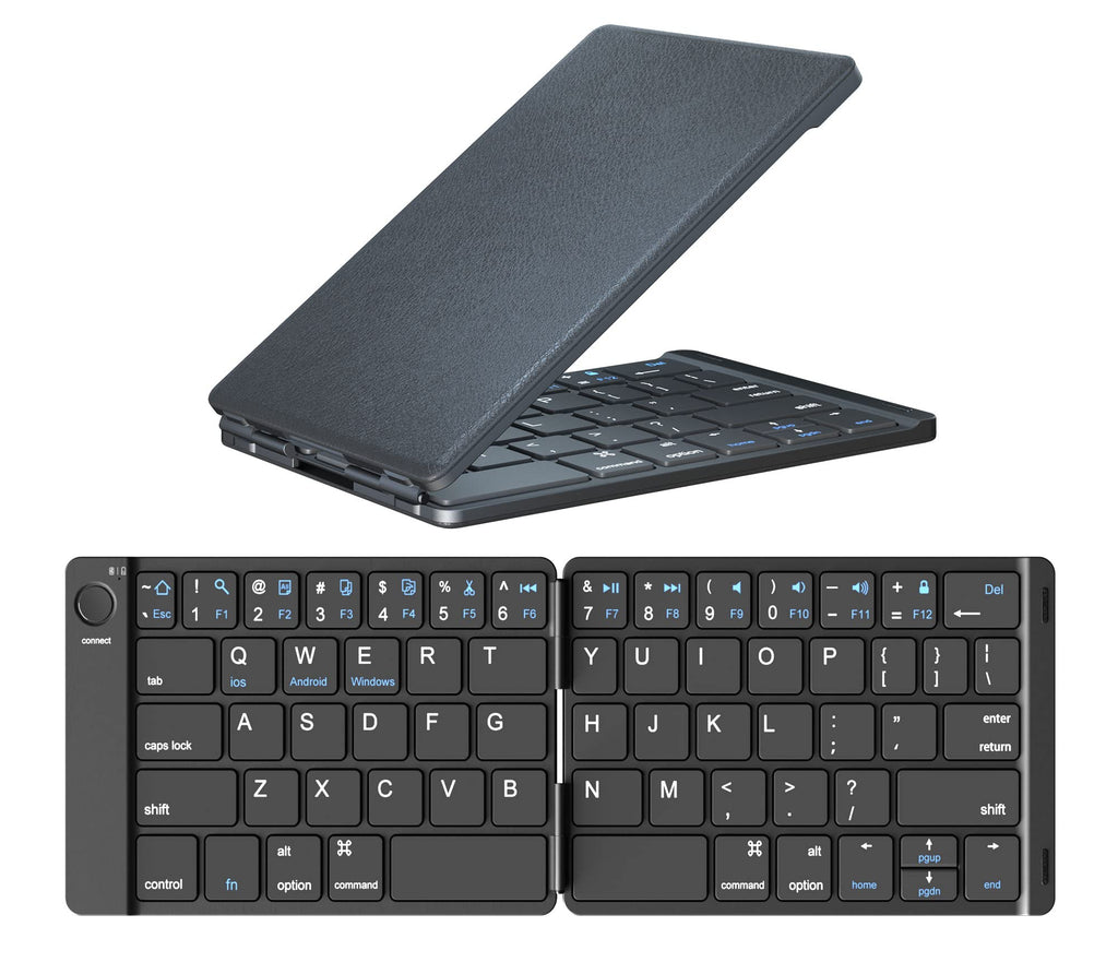 [Australia - AusPower] - Foldable Bluetooth Keyboard, Gimibox Wireless Folding Keyboard, Full Size Ultra Slim Keyboard with Rechargeable Li-ion Battery, Compatible for iOS/Android/Windows/Smartphone Tablet and Laptop 