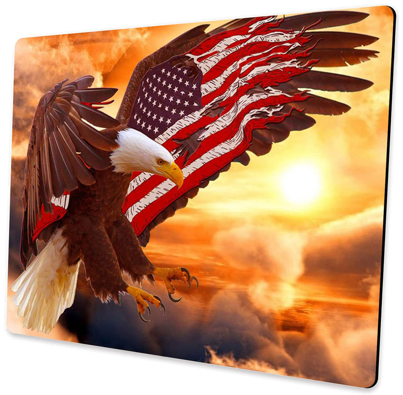 [Australia - AusPower] - Custom Square Gaming Mouse Pad, Office Computer Mouse Pad, American Flag Eagle Anti-Slip Rubber Desktop Mouse Pad 