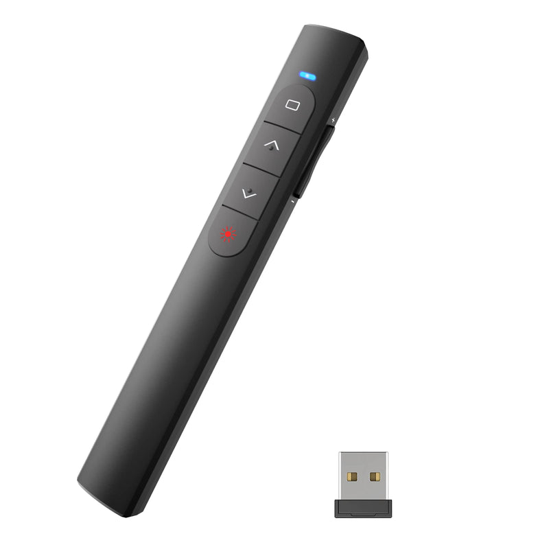 [Australia - AusPower] - Presentation Clicker Wireless Presenter Remote, PowerPoint Clicker with Laser Pointer, Clickers for Presentations Slide Advancer with Volume Control for Mac/Laptop/Computer, USB Remote, Plug and Use Battery 