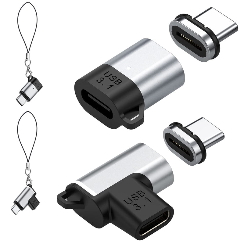 [Australia - AusPower] - USB C Magnetic Adapter [2 Pack, Straight and L Shape with Lanyards] 24 Pins Type C USB3.1 PD 100W Fast Charger 10Gb/s Data Transfer and 4K@60Hz Video for MacBook Pro / Air USB-C Devices - 2 Pack [2 Pack, Straight and L Shape] 