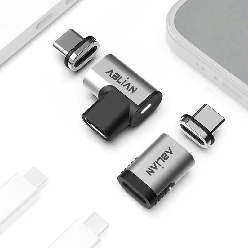 [Australia - AusPower] - USB C Magnetic Adapter,(2 Pack Straight & Right Angle) Support Thunderbolt 4,USB4.0, PD 100W Quick Charge,40Gb/s Data Transfer,8K Video Output Compatible with MacBook and More USB C Devices. USB adapter 
