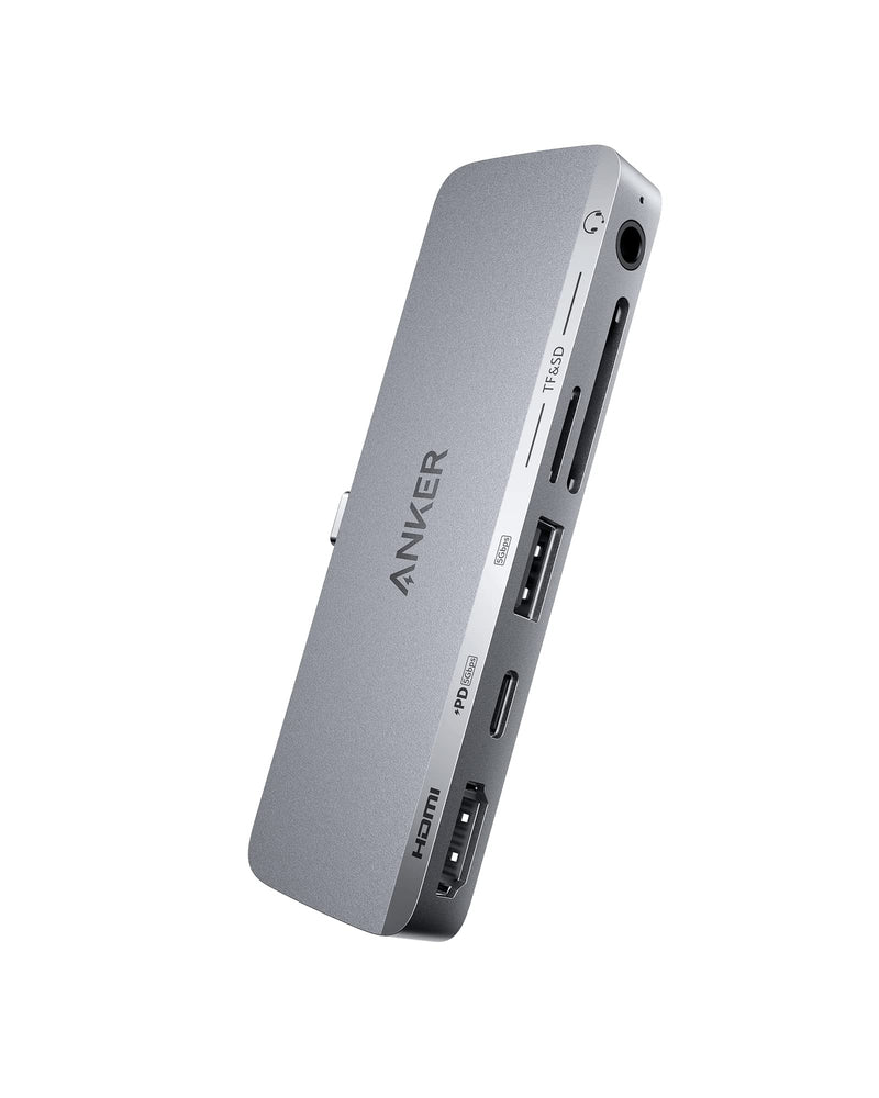 [Australia - AusPower] - Anker USB C Hub for iPad, 541 USB-C Hub (6-in-1), with 4K HDMI Port, Multi-Function USB-C Port, USB-A Data Port, SD and microSD Card Slots, and 3.5 mm Audio Jack (Gray) Grey 