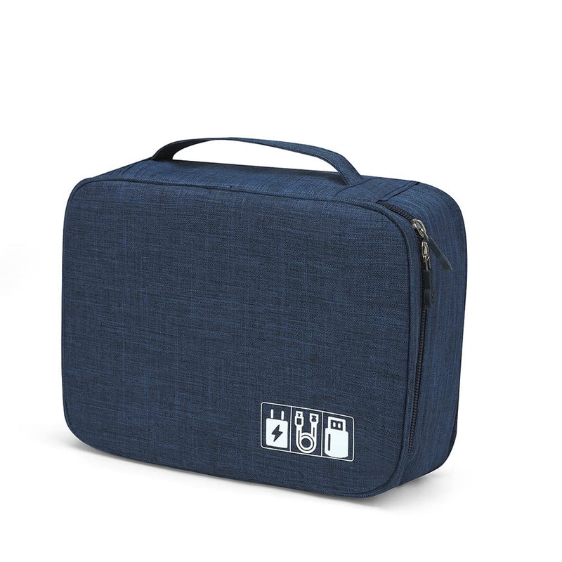 [Australia - AusPower] - navor Waterproof Electronics & Beauty Organizer, Travel Storage Bag for Cosmetics, Cables, Adapter, Chargers, Cords, Mouse, for iPad Mini, Hard Drive and More Digital Accessories -Navy Blue Navy Blue 