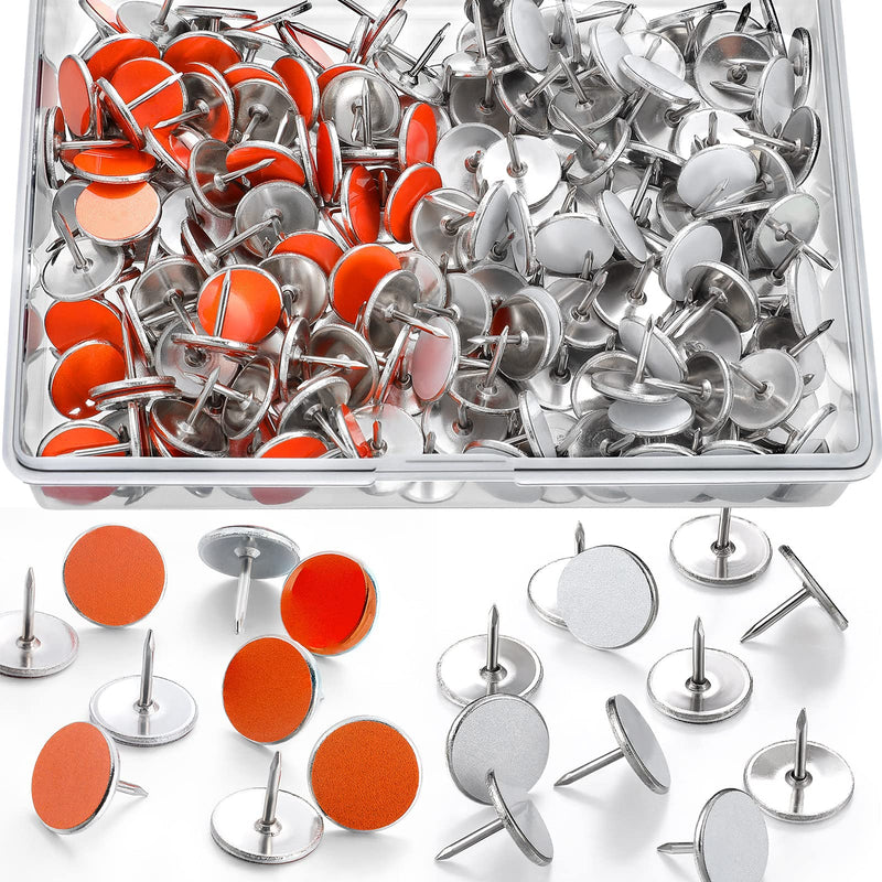 [Australia - AusPower] - 200 Pack White and Orange Reflective Tacks Trail Marking Tacks Glow Tacks Reflective Trail Markers Hunting Reflector Tacks Mark Trail Reflective Thumb Tacks for Hunting Hiking Camping Tree Stand White, Orange 