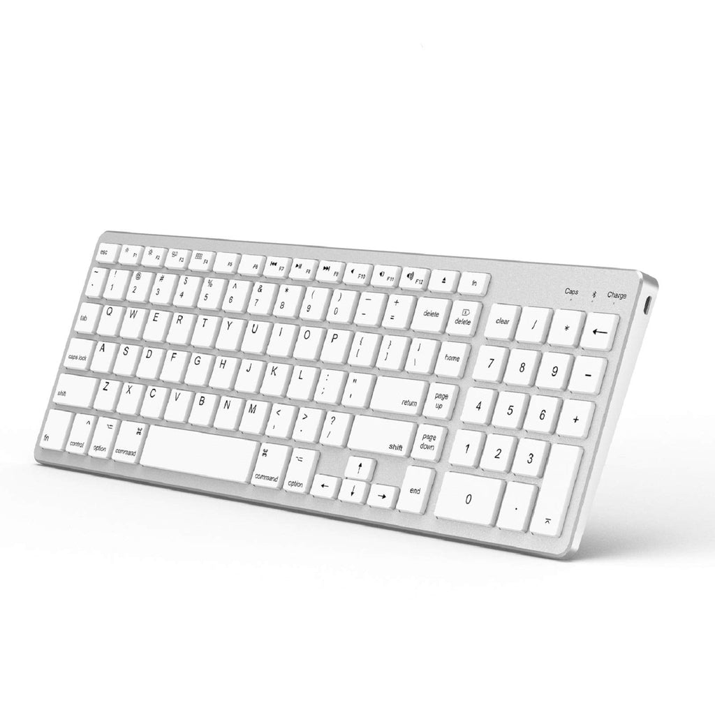 [Australia - AusPower] - Bluetooth Keyboard Compatible with Mac OS, Ultra Slim Wireless Keyboard for Mac OS/iOS/iPad OS Rechargeable Keyboard for MacBook, MacBook Air/Pro iMac, iPhone, iPad Pro (Silver White) Silver White 