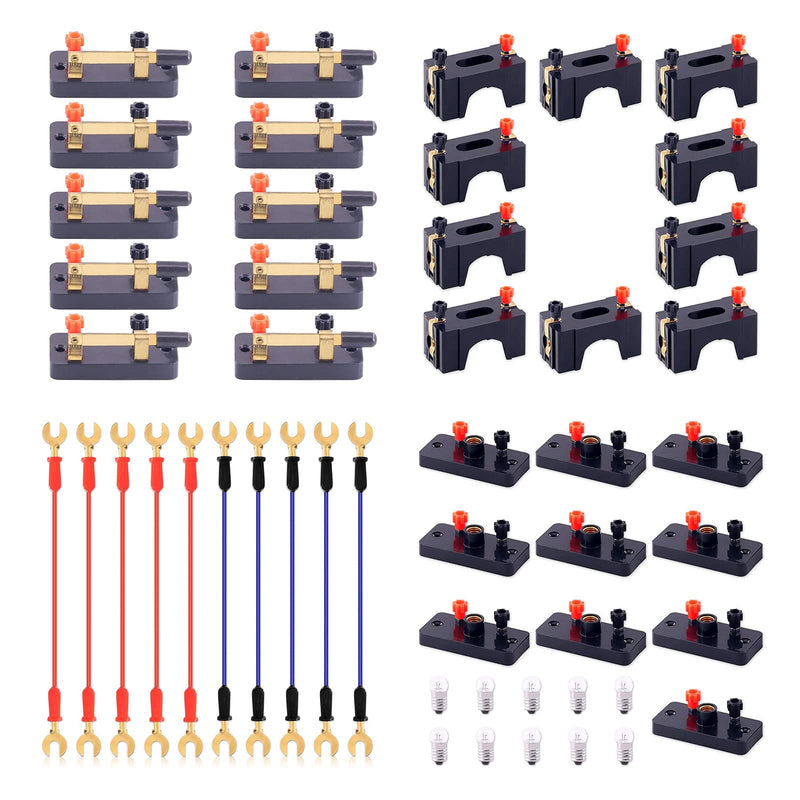 [Australia - AusPower] - Swpeet 50Pcs Single Throw Switch & Series or Parallel D Battery Holder & Interconnect Circuit Wire & E10 Miniature Bulb Holder with E10 White Bulb 