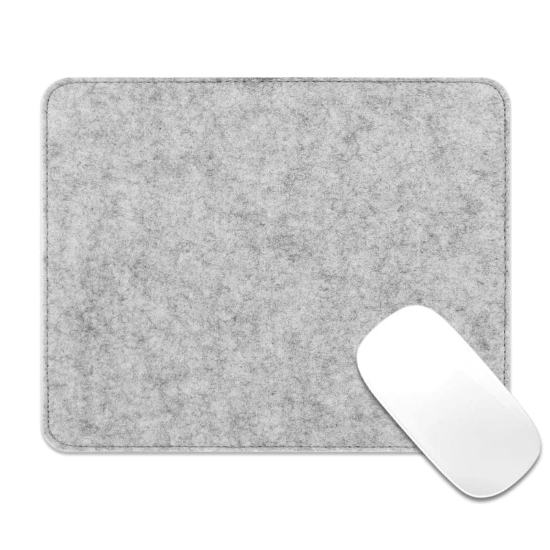 [Australia - AusPower] - Arisase Premium Felt Mouse Pad 9.45 x 7.87 Inches Slim Rectangle Mousepad with Non-Slip Rubber Base & Stitched Edges, Noise-Reduction Mouse Mat for Gaming Home Office Desktop Accessories (Light Gray) Light Gray 