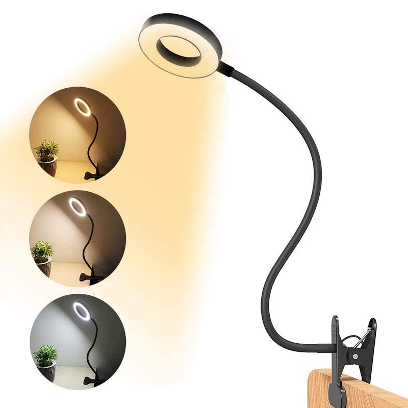 [Australia - AusPower] - Yeegras Clip on Light, Eye Protection Book Light for Reading in Bed, Dimmable Brightness & Adjustable Gooseneck Reading Lamp, Warm/Cool Light with Clamp 