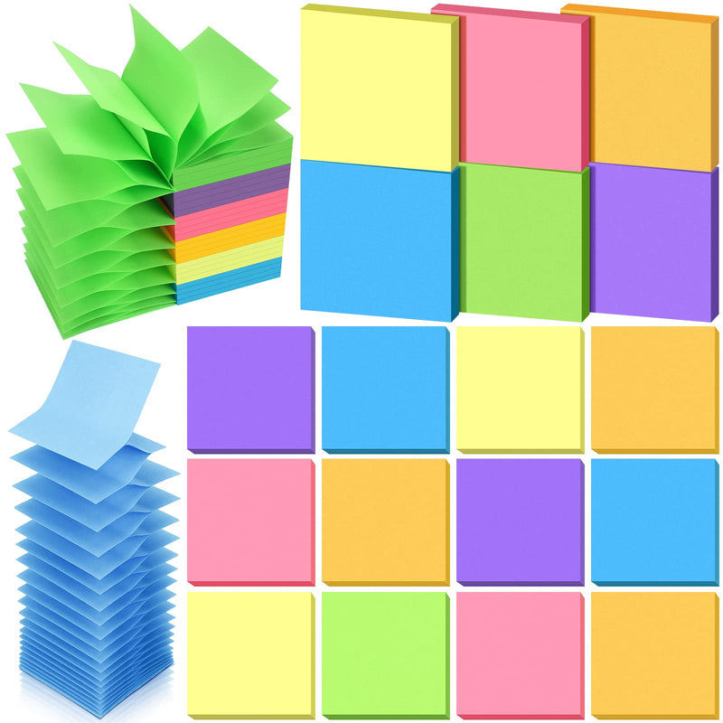 [Australia - AusPower] - 24 Pack Pop Up Sticky Notes 3x3 Refills 1200 Sheets Multi Color Sticky Notes Self Adhesive Memo Pads for Home Office Work Supplies (Artsy Color,Basic Style) Artsy Color Basic Style 