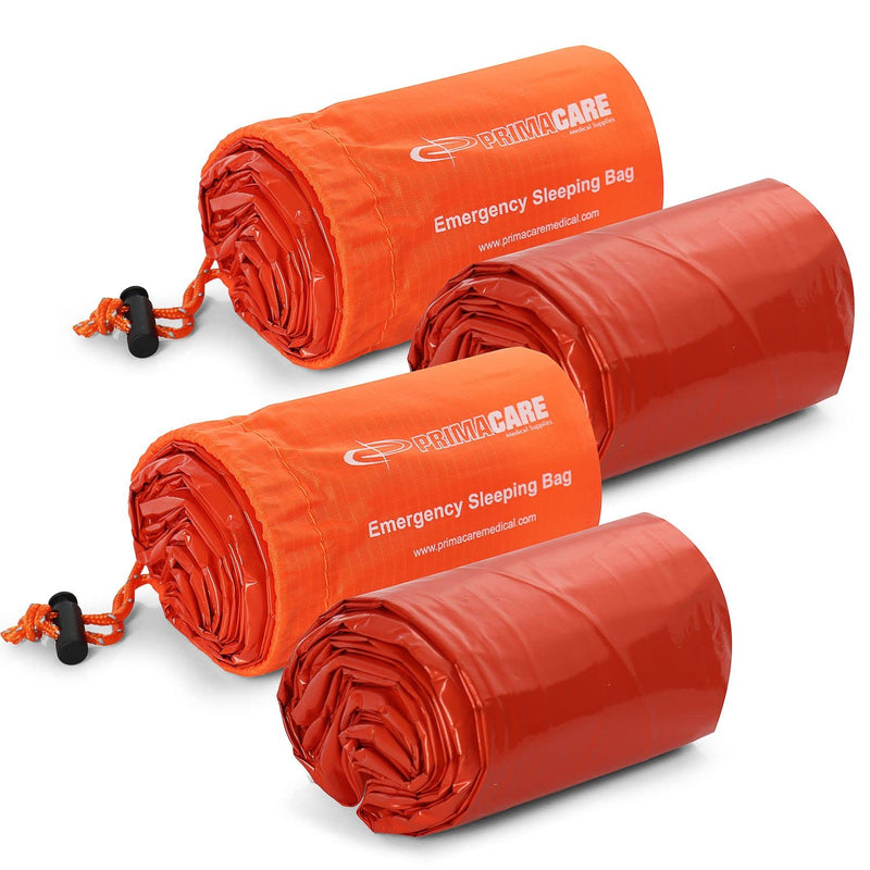 [Australia - AusPower] - Primacare CB-3684-2 Pack of 2 Emergency Sleeping Bags for Survival, Mylar Blanket/Tent Used for Emergency, Camping, Hiking, Hunting, Outdoors, Perfect for Medical First Aid Supply Kits, Adult, Orange 