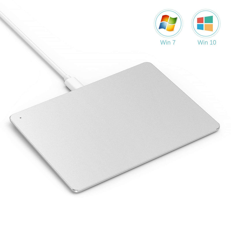[Australia - AusPower] - USB Trackpad Touchpad, Portable Slim Aluminum USB Wired Touchpad with Multi-Touch Navigation for Windows 7/10 Computer Notebook Laptop Desktop, Plug and Play (Silver) 