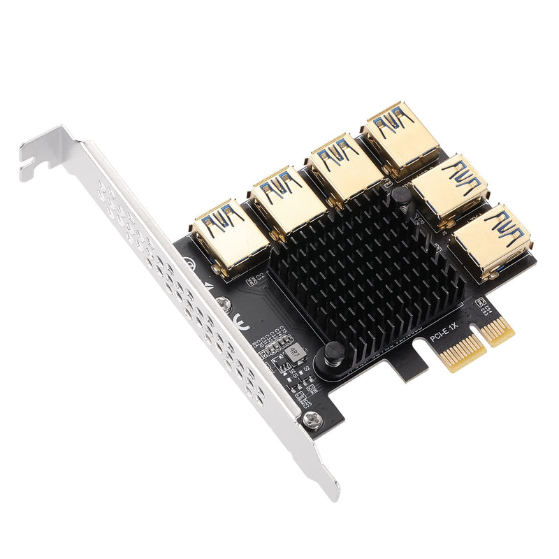[Australia - AusPower] - MZHOU PCI-E 1 to 6 USB Slots Riser Card - Higher Stability USB 3.0 Adapter Multiplier Card for Bitcoin Mining Compatible with Windows Linux Mac,Black PCIE 1X to 6USB-2 