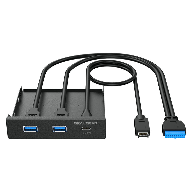 [Australia - AusPower] - GRAUGEAR 3.5 Inch Front Panel Hub, Internal Multi USB Slots of USB 3.2 Gen 2 USB-C and 2 USB 3.0 Ports, 20-Pin USB 3.2 Key-A Header Required, Fits 3.5" PC Computer Case Front Bay [G-MP01] 
