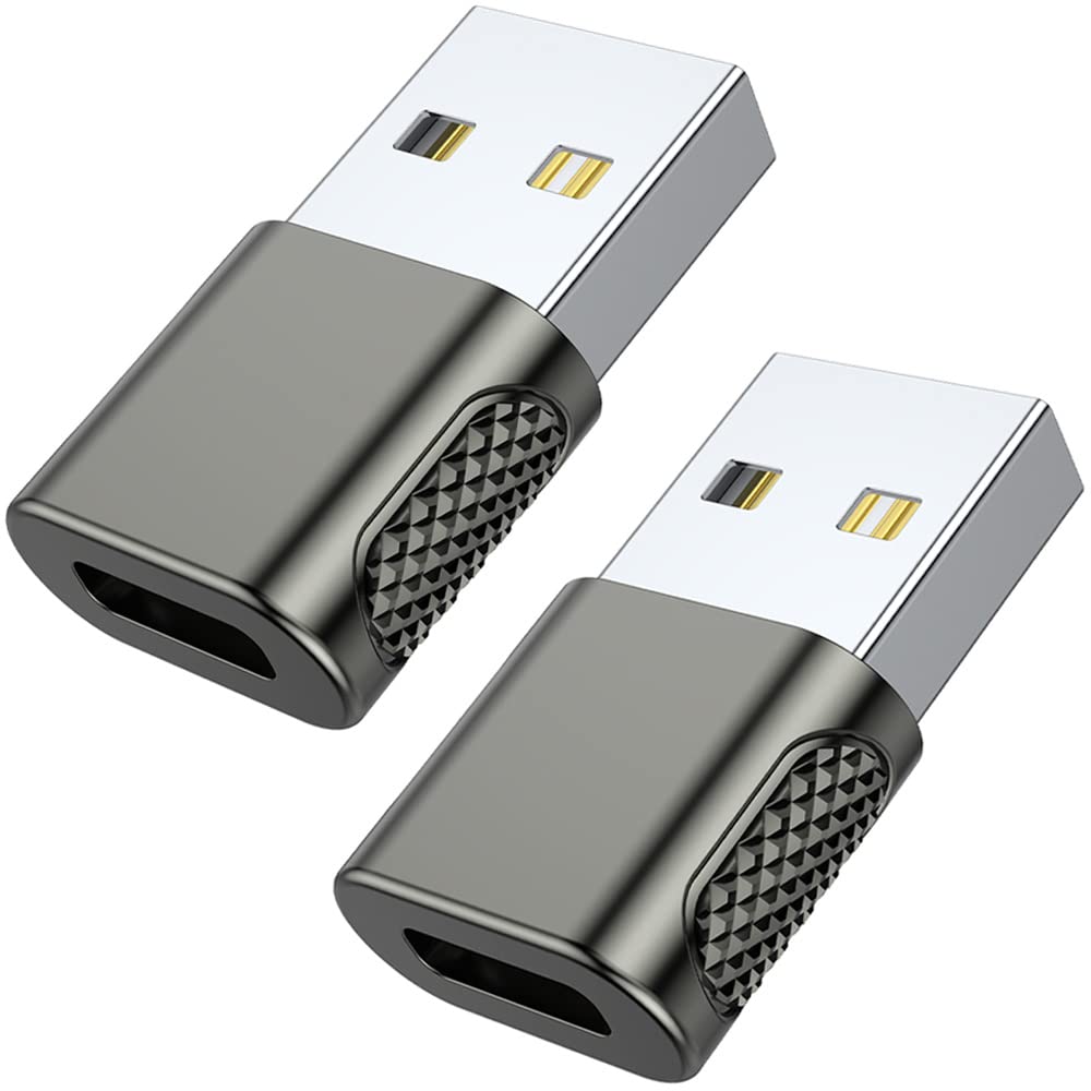 [Australia - AusPower] - AuviPal USB C Female to USB Male Adapter 2 Pack, USB A Charger to USB Type C Cable Converter for Apple Watch iWatch Series 7 SE, iPhone, AirPods, iPad, Samsung and More 