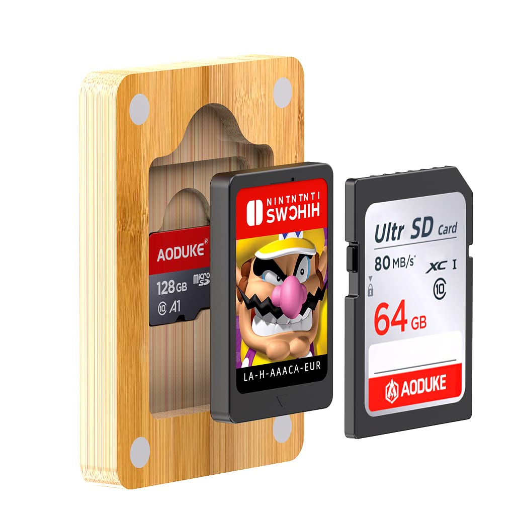 [Australia - AusPower] - AODUKE Transparent Bamboo Magnetic Closure, Switch Game Card Case and Micro SD TF Card Memory Card Storage Box Holder AJCX01SD-Z 1 slot acrylic+bamboo 