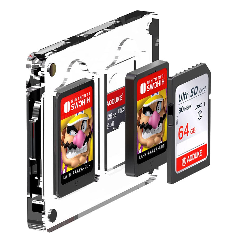 [Australia - AusPower] - AODUKE Magnetic Closure Switch Game Card Case and Micro SD TF Card Memory Card Storage Box Holder, Storage rack-AJCX02SD 2 slot acrylic 