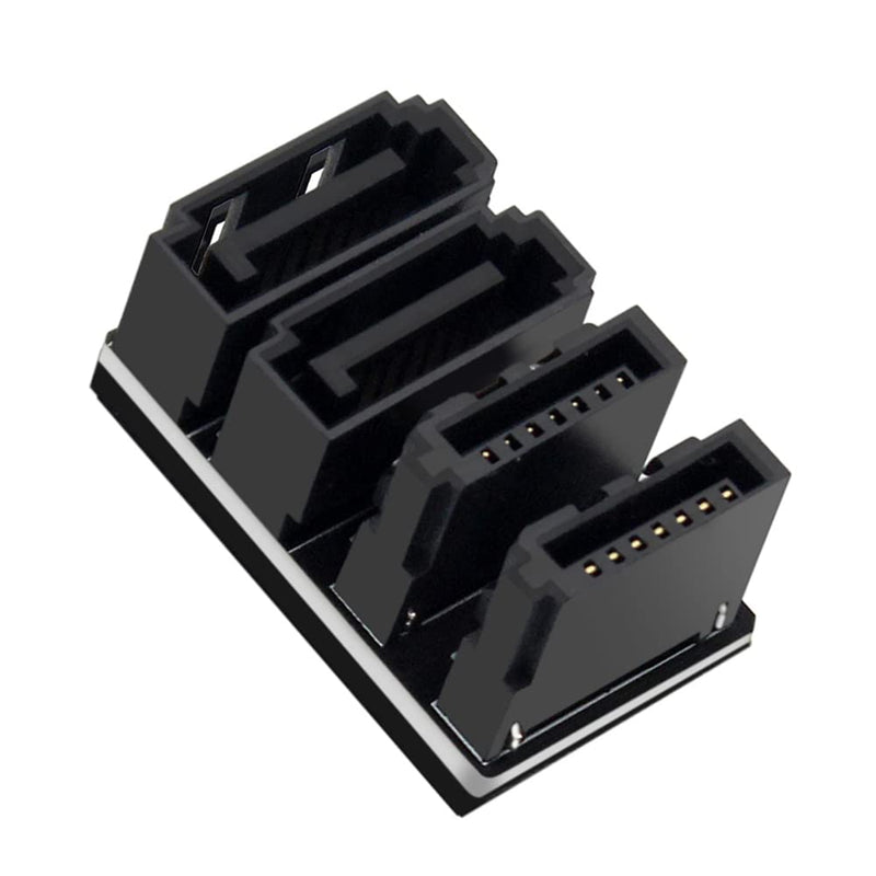 [Australia - AusPower] - NFHK Dual SATA 7Pin Female to 7Pin Male 360 Degree Angled Adapter Low Profile for Desktops SSD HDD Mainboard Motherboard Dual SATA 360 Angled 