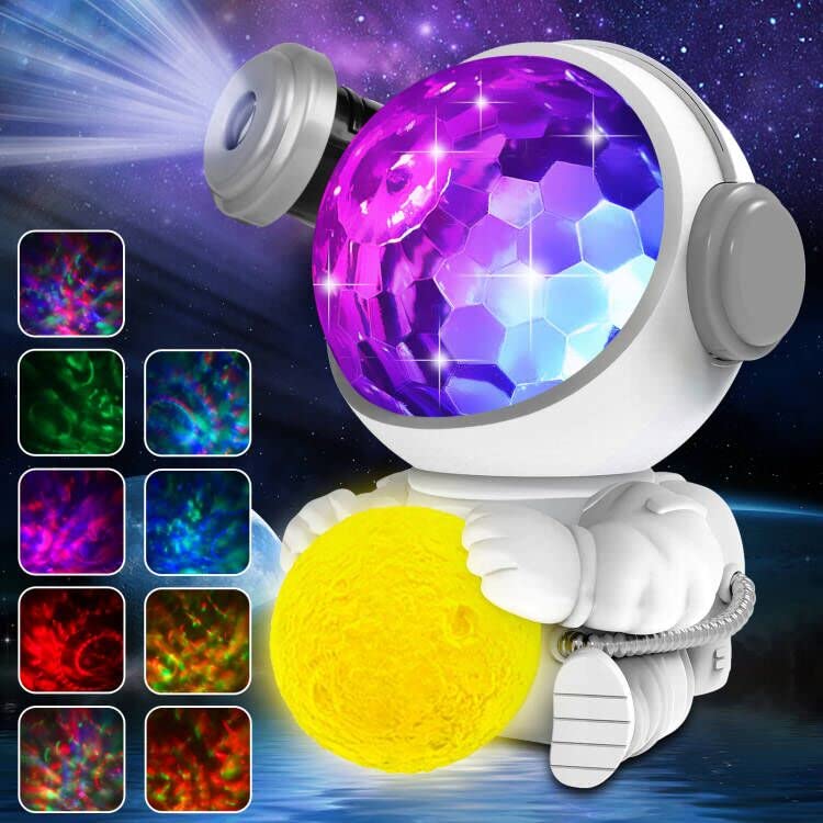 [Australia - AusPower] - Star Projector Galaxy Night Light for Kids and Adults, Space Astronaut Starry Nebula Ceiling LED Night Lamp with 9 Nebula & 3 Projector Slider, Gift for Boys Girls for Birthdays, Christmas, Bedroom 