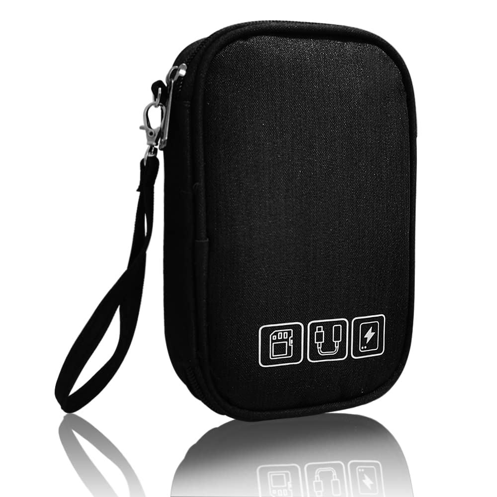 [Australia - AusPower] - Electronic Organizer Bag Cable Organizer Travel Cord Organizer Case Pouch Portable Carrying Case for Charger Hard Drive Earphone USB SD Card (Black) Black 