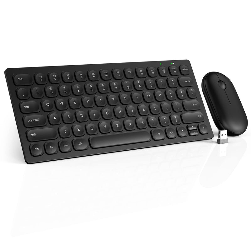 [Australia - AusPower] - Small Wireless Keyboard and Mouse, Ultra Slim Silent Mini Keyboard with 78 Keys, Space Saving, Sleep Mode, Compact Portable Keyboard Mouse Combo for Windows / Mac, PC Computer Laptop - Trueque, Black 