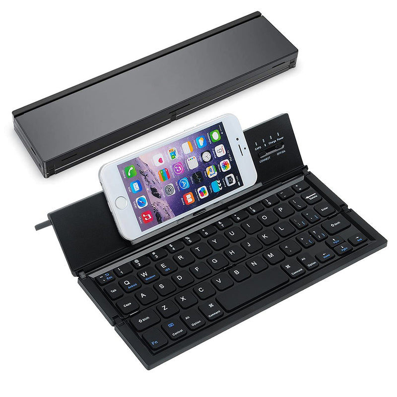 [Australia - AusPower] - Foldable Bluetooth Keyboard, Acoucou Portable Wireless Keyboard with Stand Holder, Pocket-Size Rechargeable Foldable Keyboard Compatible with iOS Windows Android Smartphone Tablet and Laptop etc. 