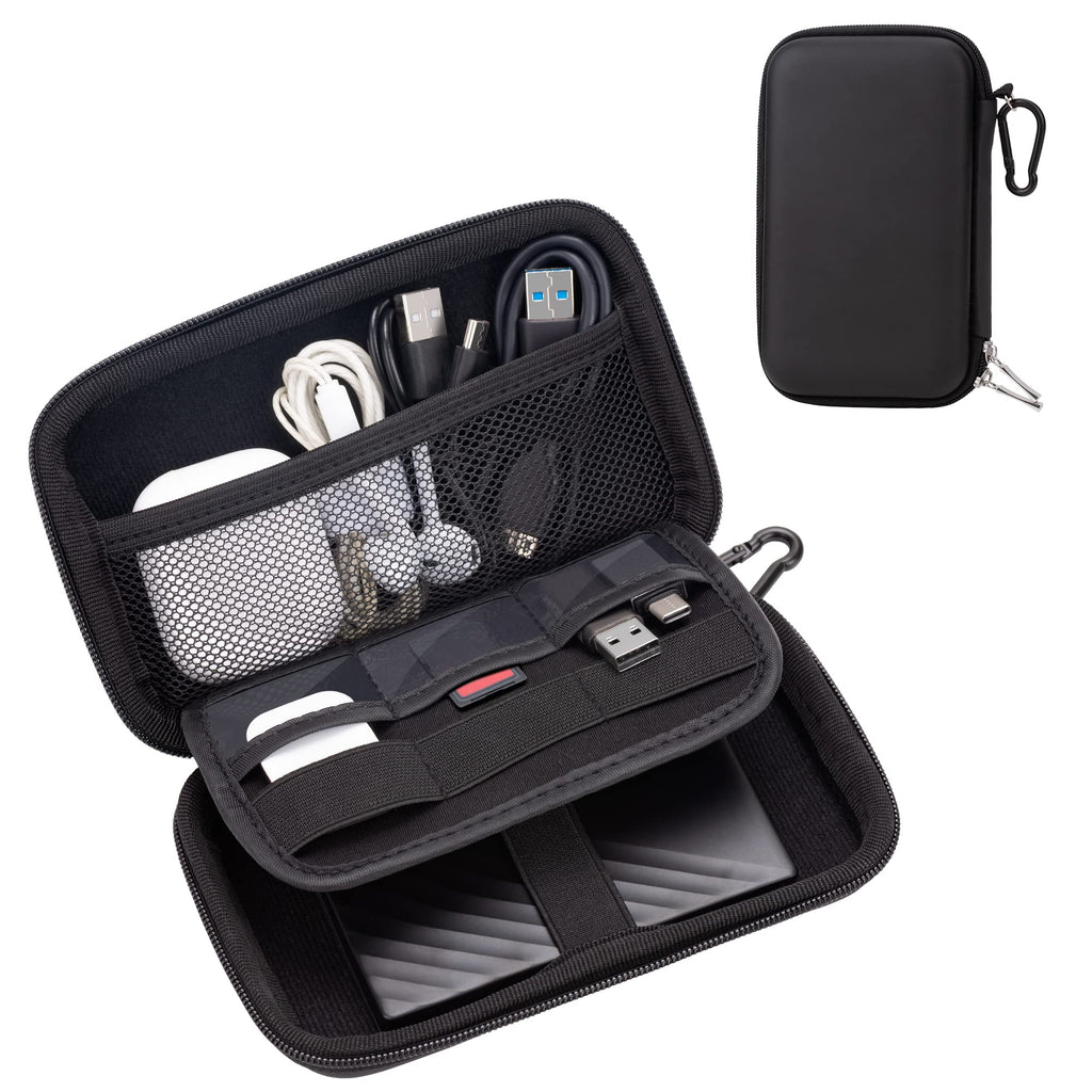 [Australia - AusPower] - Arae Electronic Organizer, Travel Cable Organizer, Hard Protective EVA Case, Electronic Accessories Storage Bag Pouch for Hard Drive, Cord, Charger, Earphone, USB, SD Card-Black 