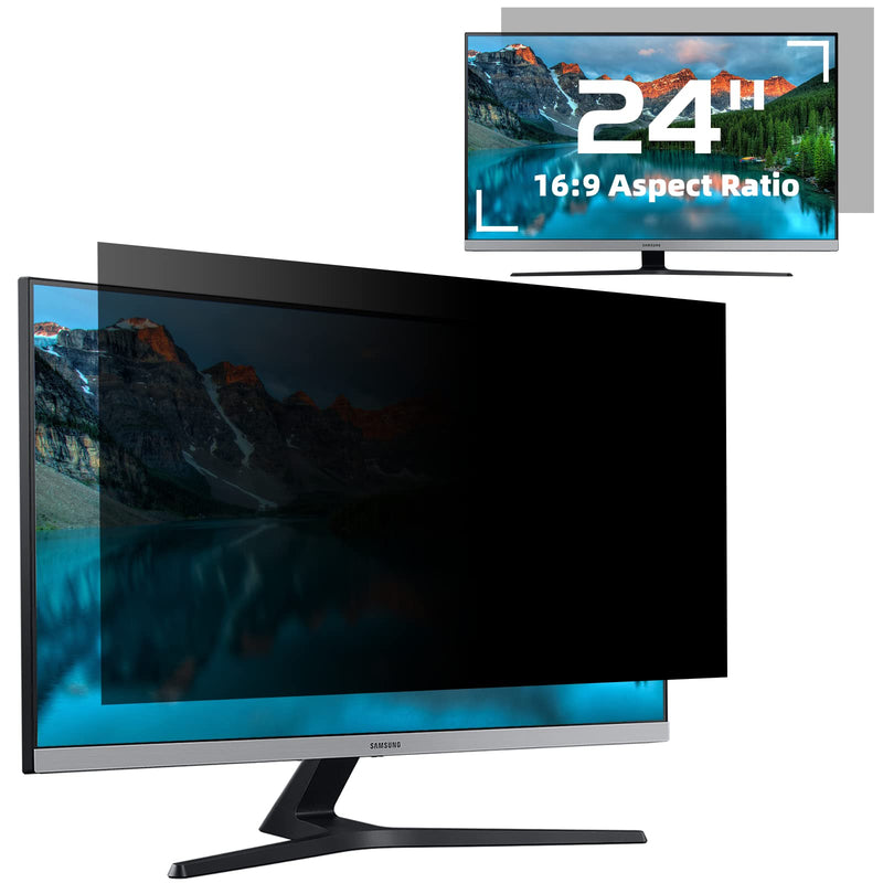 [Australia - AusPower] - Computer Privacy Screen Filter 24 inches for 16:9 Aspect Widescreen Computer Monitor – Removable Anti Glare Blue Light Privacy Filter, Anti-Scratch Screen Protective Film, Computer Screen Privacy Shield 24 in 24'' Privacy Screen (16:9) 