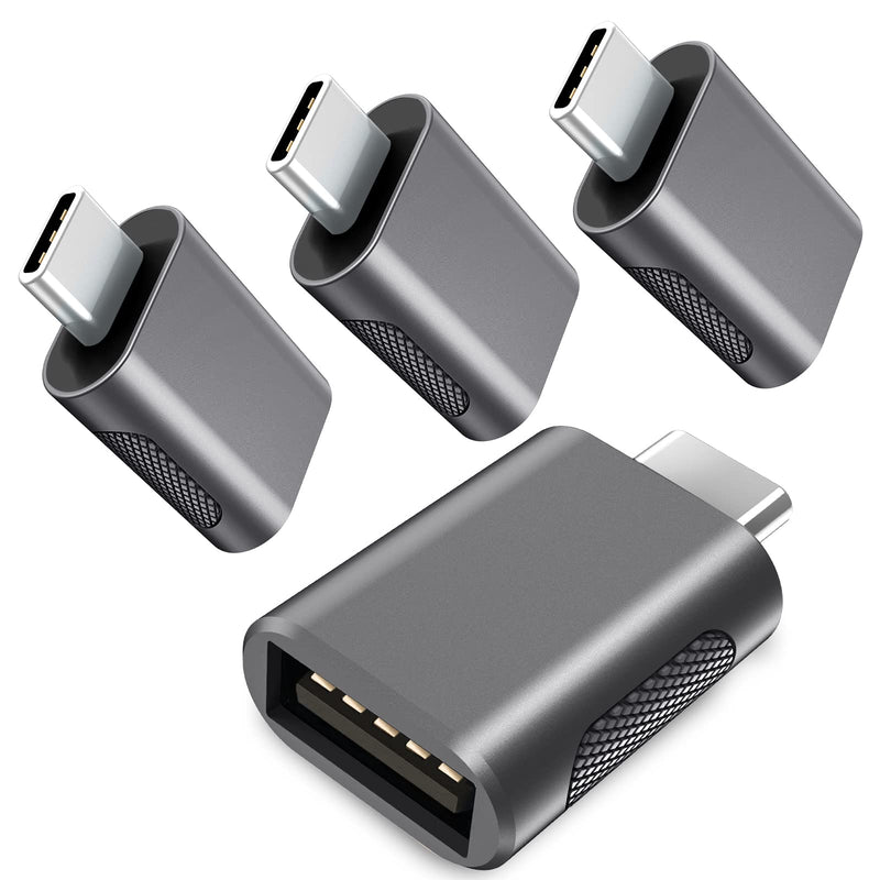 [Australia - AusPower] - Upgrade 10Gbps USB C to USB 3.0 OTG Adapter (4 Pack), AuviPal USB Type C Male to USB A Female, Thunderbolt 4/3 to USB Converter for MacBook Pro/Air, iPad, iMac and More Type C Devices - Space Grey 