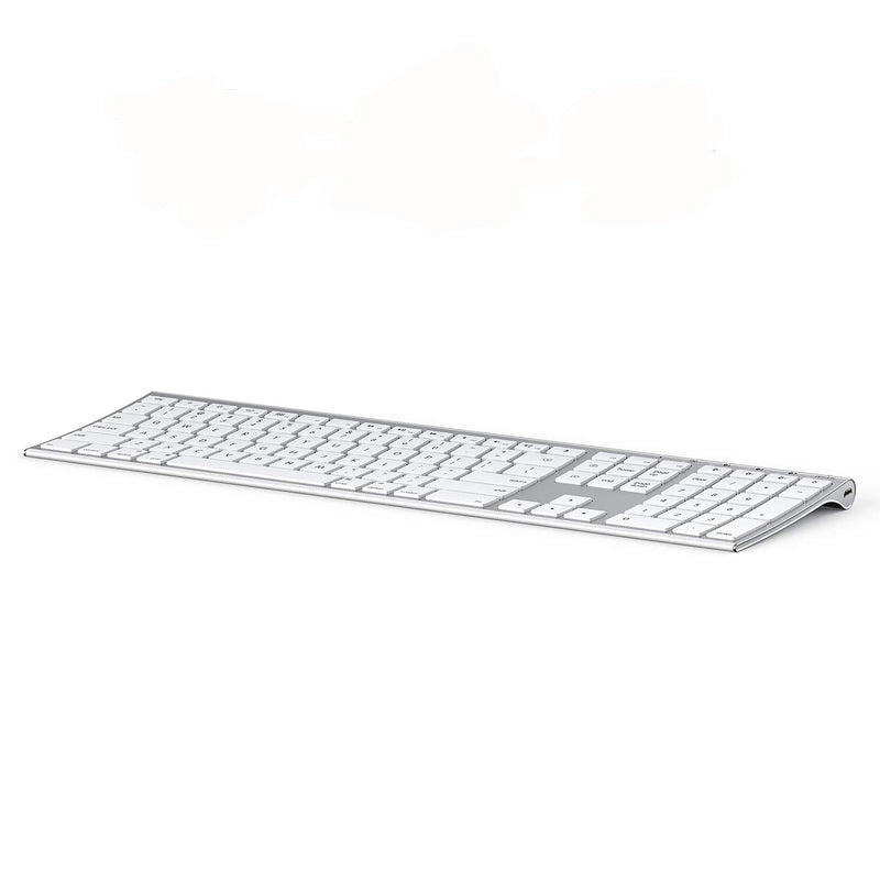 [Australia - AusPower] - Bluetooth Keyboard for Mac OS/iOS/iPad OS, Wireless Multi-Device Full-Sized Keyboard Rechargeable Ultra Slim Design for MacBook Pro/Air, iMac, iPhone, iPad Pro/Air/Mini, New iPad (White and Silver) White and Silver 