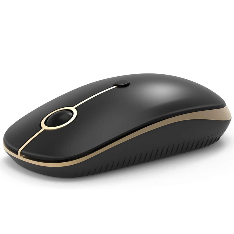 [Australia - AusPower] - Wireless Bluetooth Mouse - Slim Dual Mode (Bluetooth 4.0 + USB) 2.4GHz Multi-Device Mouse with Nano Receiver for Desktop, Laptop, MacBook, PC (Black and Gold) 