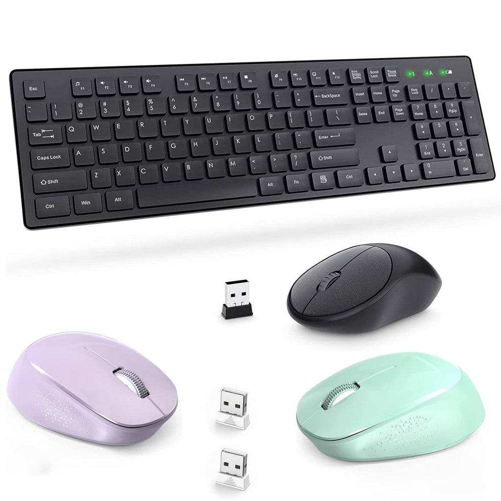 [Australia - AusPower] - Wireless Keyboard and Mouse Combo with 3 Mouse, Trueque 2.4GHz Cordless Computer Keyboard and 3PCS 1600 DPI Silent Mouse 