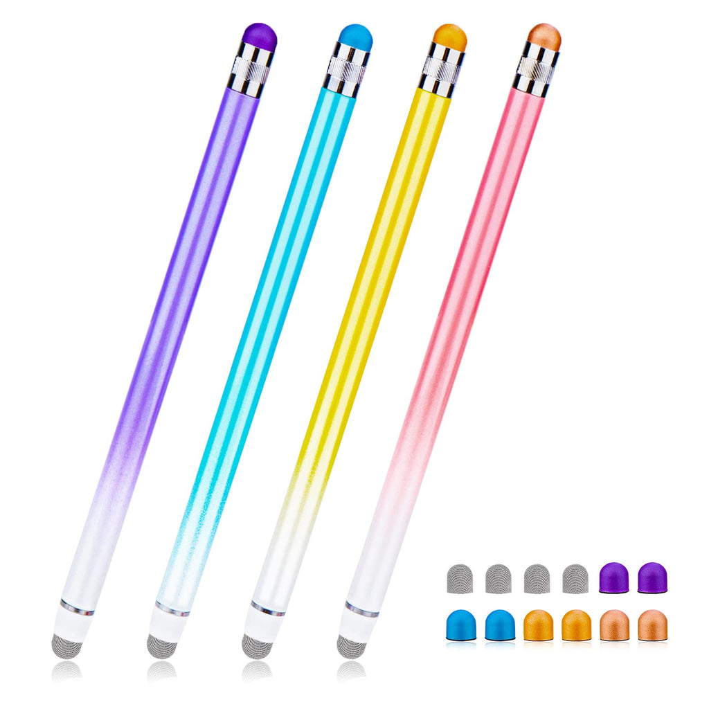 [Australia - AusPower] - CPKEON Stylus Pens for Touch Screens (4 Pcs), Sensitivity Capacitive Stylus 2 in 1 Touch Screen Pen with 12 Extra Replaceable Tips for iPad iPhone Tablets Samsung Galaxy All Universal Touch Devices 