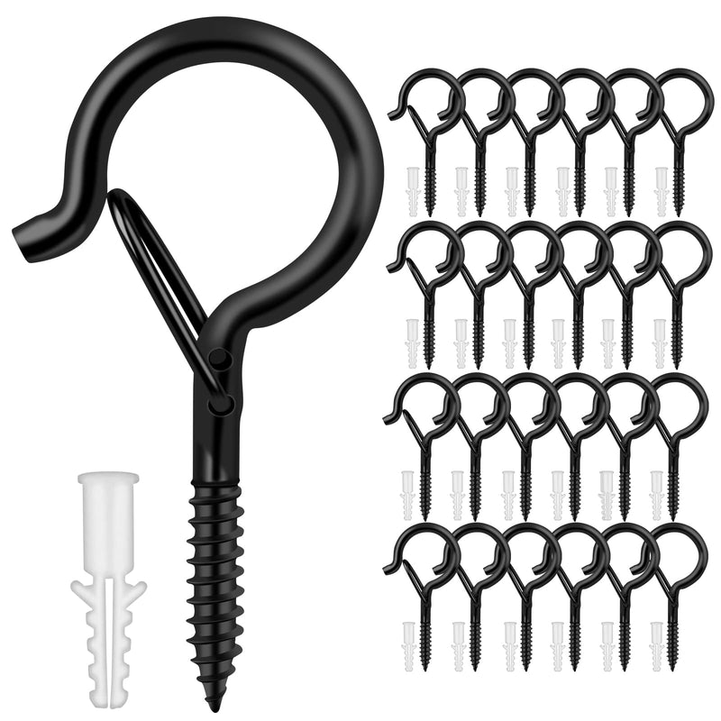 [Australia - AusPower] - 24 PCS Screw-in Hooks for Outdoor String Lights, Q Hangers String Light Hooks Outdoor for Outside, Swivel Hanging Basket Patio Light Hooks with Safe Buckle Screw in Planter Eye Hook for Wall Ceiling 24 pcs 