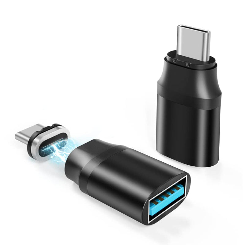 [Australia - AusPower] - USB C to USB Adapter 2 Pack, AUCON USB C to USB 3.0 Magnetic Adapter Compatible with MacBook Pro USB Hub Keyboard U Disk 5 Gbps Data Transmission 
