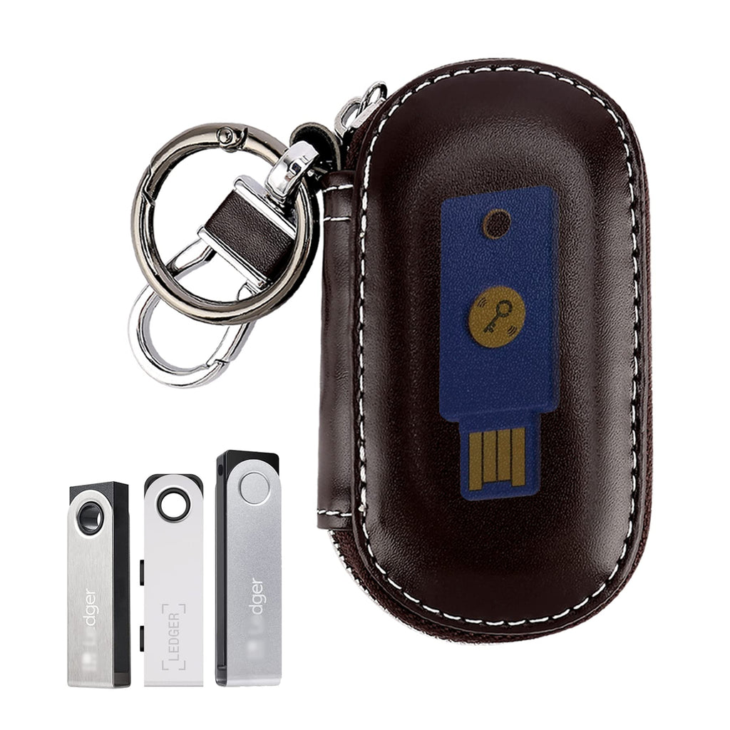 [Australia - AusPower] - Case for Ledger Nano X S Plus Compatible with YubiKey 5C Nano NFC Cryptocurrency Hardware Wallet-Carrying Organizer for Crypto Wallet & USB Cables,BTC Bitcoin, Ethereum, Ripple, Altcoins(Case Only) Brown 