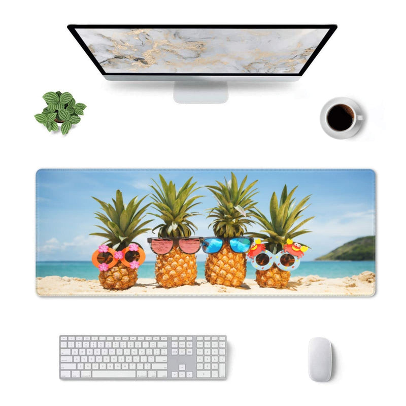 [Australia - AusPower] - Pineapple Mouse Pad Stitched Edge XL Large Mousepad 31.5" X 12" Rubber Base Non Slip Desk Mat for Laptop Pc Computer Gaming Pineapple 